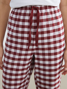 Beli Lastikli Ekose Kad?n Pijama Alt?