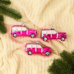 Ёлочные игрушки 3 шт., Зимнее волшебство, Модельки пластик, 93.5 см, розовый