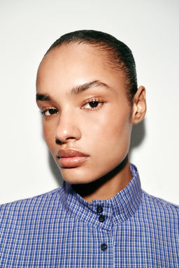 CAMISA CUADROS GLOBO / Azul?n - Zara фото 5