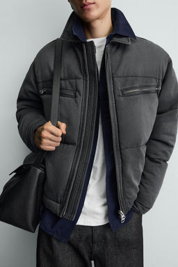 WASHED QUILTED DENIM JACKET - Zara фото 5
