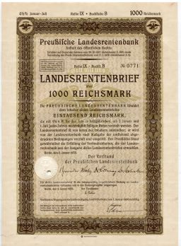 Облигация 4,5% 1000 рейхсмарок 1935 года Германия