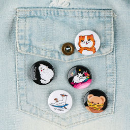 Цена за 10 шт. Значок металлический, закатной Треш персонажи, 25 мм, МИКС