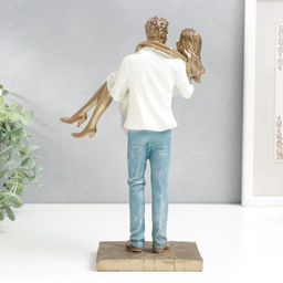 Фигура полистоун Влюблённые. Буду носить тебя на руках, бело-голубой под бронзу, 26?9?16 см