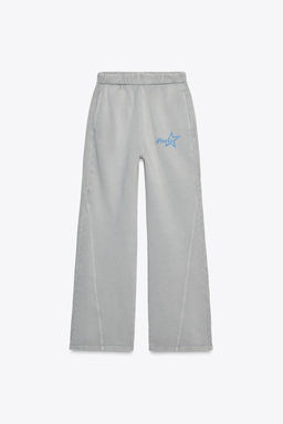 WASHED EFFECT PLUSH TROUSERS WITH TEXT - Zara фото 5