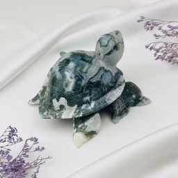 Радуга Самоцветов Фигурка резная Черепаха из Мохового Агата  фото 4