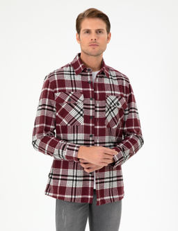 Рубашка oversize бордовая длинный рукав