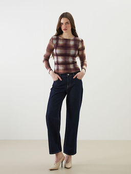 Bisiklet Yaka Ekose Kad?n Body