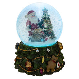 Фигурка декор в стекл шаре "Дед Мороз" ( подсв, муз, вьюга, AAAх3 н/п), D 10 см, L11 W11 H15 см