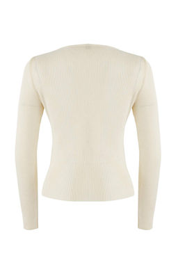 Wardrobe Essentials Ekru Ic ice Gorunumlu Triko Bluz-Kazak | TWOAW26KZ00022 - Trendyolmilla фото 6