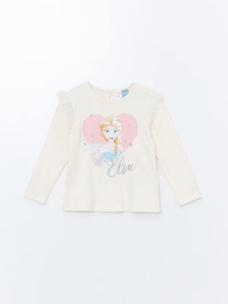 Bisiklet Yaka Uzun Kollu Elsa Bask?l? K?z ?ocuk Bluz ve Tayt 2li Tak?m