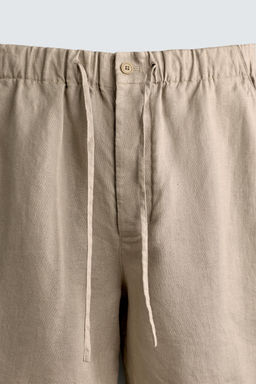 BERMUDA RELAXED FIT 100% LINO / Gris topo