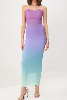 Cok Renkli Degrade Desenli Tul Astarl? Maxi Elbise TPRSS26EL00312 - Trendyolmilla фото 3