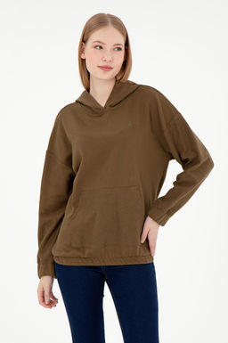 Женский свитшот цвета хаки Неожиданная скидка в корзине