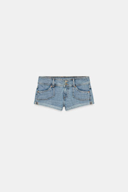 SHORTS MINI DENIM TRF BOLSILLOS / Azul - Zara фото 5