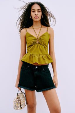 Top en mezcla de lino con tirantes espagueti - H&m фото 3