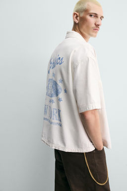 CAMISA RELAXED FIT ESTAMPADOS LAVADOS / Blanco roto - Zara фото 7