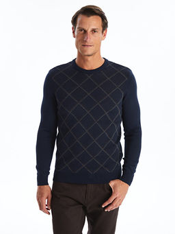 Bisiklet Yaka Uzun Kollu Ekose Erkek Triko Kazak