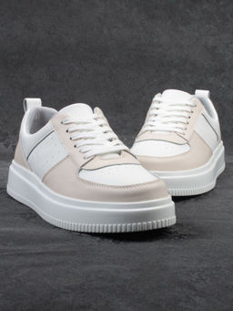 03-YJ425-1 WHITE/BEIGE Полуботинки спортивные женские (натуральная кожа) - Фабричный китай фото 12