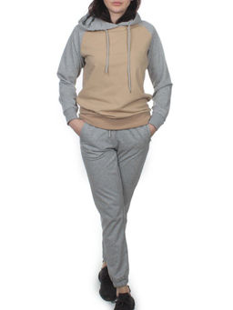 NOE103 BEIGE/GRAY Костюм спортивный женский (хлопок 90%, полиэстер 10%) - Fashion фото 2
