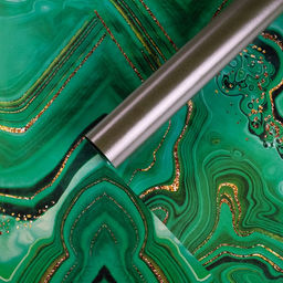 Цена за 10 шт. Бумага упаковочная глянцевая двухсторонняя «Малахит», 70×100 см