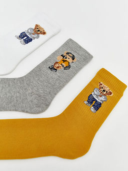 Ay? Teddy Bask?l? Erkek Soket ?orap 5li