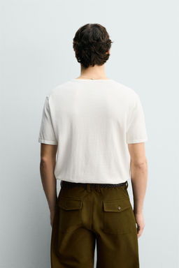 CAMISETA PUNTO CUELLO PANADERO / Crudo - Zara фото 3