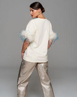 Футболка с перьями страуса FSP006