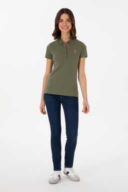 Kad_n Koyu Haki Basic Polo Yaka Ti__rt Sepette S_rpriz _ndirim - U.s. polo assn фото 4