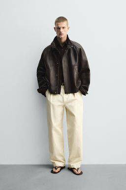CAZADORA BOMBER PIEL / Chocolate