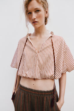CUERPO GLOBO RAYAS LAZADA / Crudo / Granate - Zara фото 2