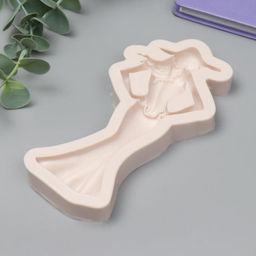 Молд силиконовый «Девушка в шляпке и длинном платье»