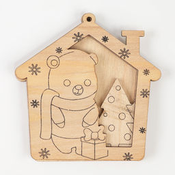 Ёлочная подвеска из дерева своими руками на новый год «Мишка», набор для творчества