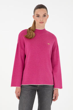 Женский свитер с высоким воротником цвета фуксии Неожиданная скидка в корзине