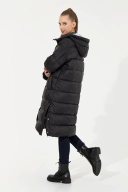 Женское черное пальто с капюшоном из синтетики - U.s. polo assn фото 5