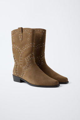 SUEDE COWBOY BOOTS WITH STUDS - Zara фото 5