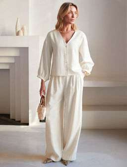 Брюки палаццо с защипами из плотного лиоцелла