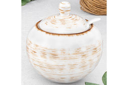 Сахарница 380 мл 10,2*10,2*10,5 см Кантри + ложка, натуральная