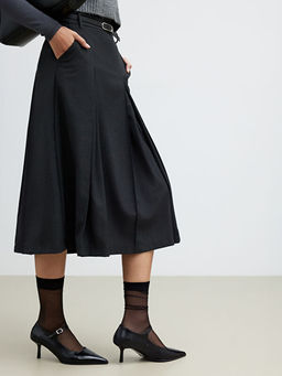 Beli Kemerli Pileli Etek