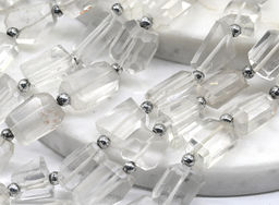 Бусины из горного хрусталя кристаллы 8*12мм, 25см, 19 бусин Радуга камня