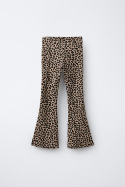 ANIMAL PRINT FLARED RIBBED LEGGINGS - Zara фото 2