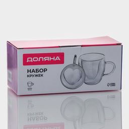 Набор кружек с двойными стенками Доляна Сердце, 150 мл, 11.5?8.5?8 см, 2 шт., стекло, прозрачный  фото 8