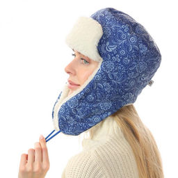 Аксессуар Шапка ALTRO ушанка арт.1306-09/ПБ синий узор