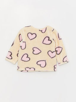 Bisiklet Yaka Uzun Kollu Desenli Pel?? K?z Bebek Pijama Tak?m?