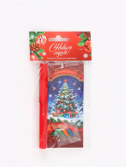 Подарочный набор новогодний, блокнот, вечный карандаш (сменные грифели) С новым годом