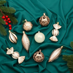 Ёлочные игрушки Торжество, новогодние, набор 28 шт., бело-золотой