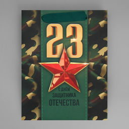 Цена за 2 шт. Пакет подарочный ламинированный, упаковка, «С 23 февраля», MS 18×23×10 см