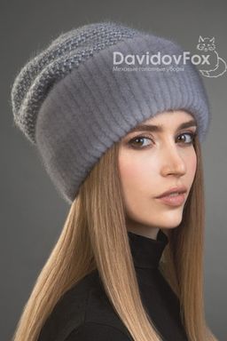Шапка Камелия норка трикотаж сапфир