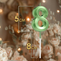 Цена за 2 шт. Свеча в торт на шпажке «Цифра 8», зеленая, 5 см