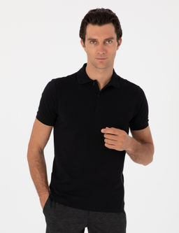 Siyah Slim Fit %100 Pamuk Polo Yaka T-shirt