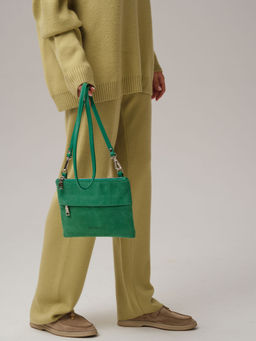 Замшевая сумка Deboro 3017 зеленый изумруд